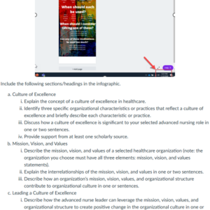 NR582NP Week 4: Leading Cultures of Excellence Infographic