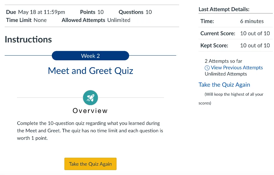 NR581NP Week 2 Meet and Greet Quiz