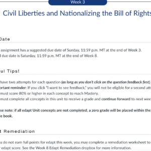POLI330N Week 3 Edapt Assignment: Civil Liberties and Nationalizing the Bill of Rights