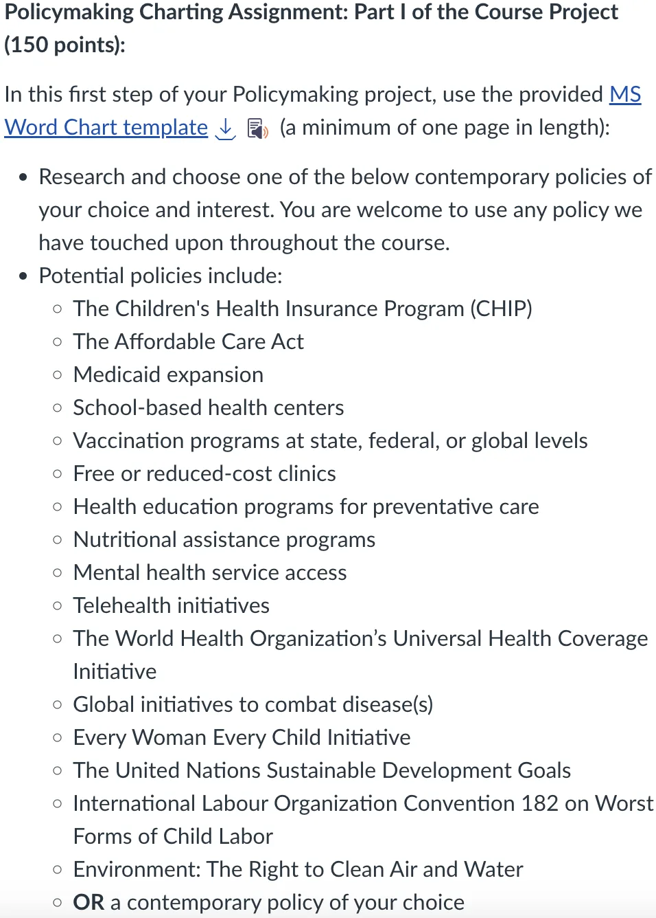 POLI330N Week 5: Policymaking Charting Assignment - Part I