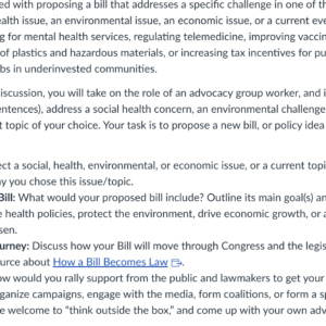 POLI330N Week 8 Discussion: Advocating for Change: How a Bill Becomes a Law