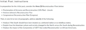 HIST405N Week 4: Reconstruction and the Compromise of 1877