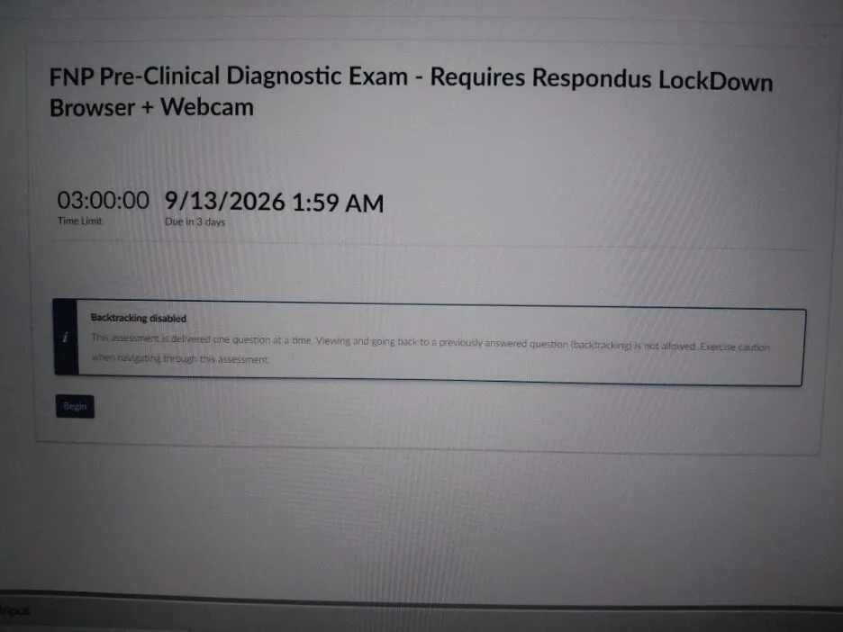 NR511 FNP Pre-Clinical Diagnostic Exam Sept 2026