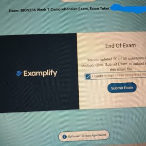 BIOS 256 Week 7 Comprehensive Exam (Oct 2026)