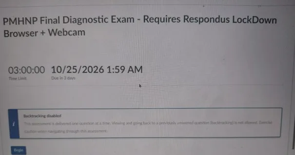 NR668 Week 8 PMHNP Final Diagnostic Exam (Oct 2026)
